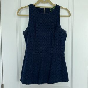 Blue Eyelet Peplum Top